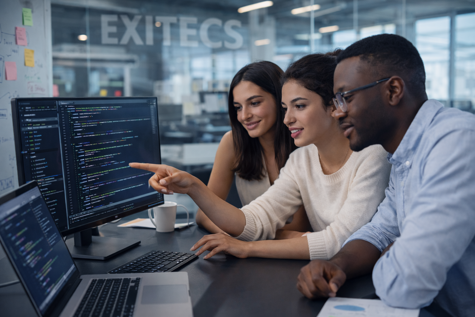 Équipe EXITECS CONSULTING au travail dans le centre de services